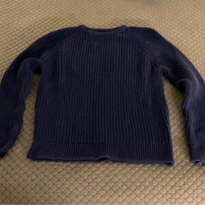 J. Crew Blue Crew Neck Sweater with Ribbed Knit Design